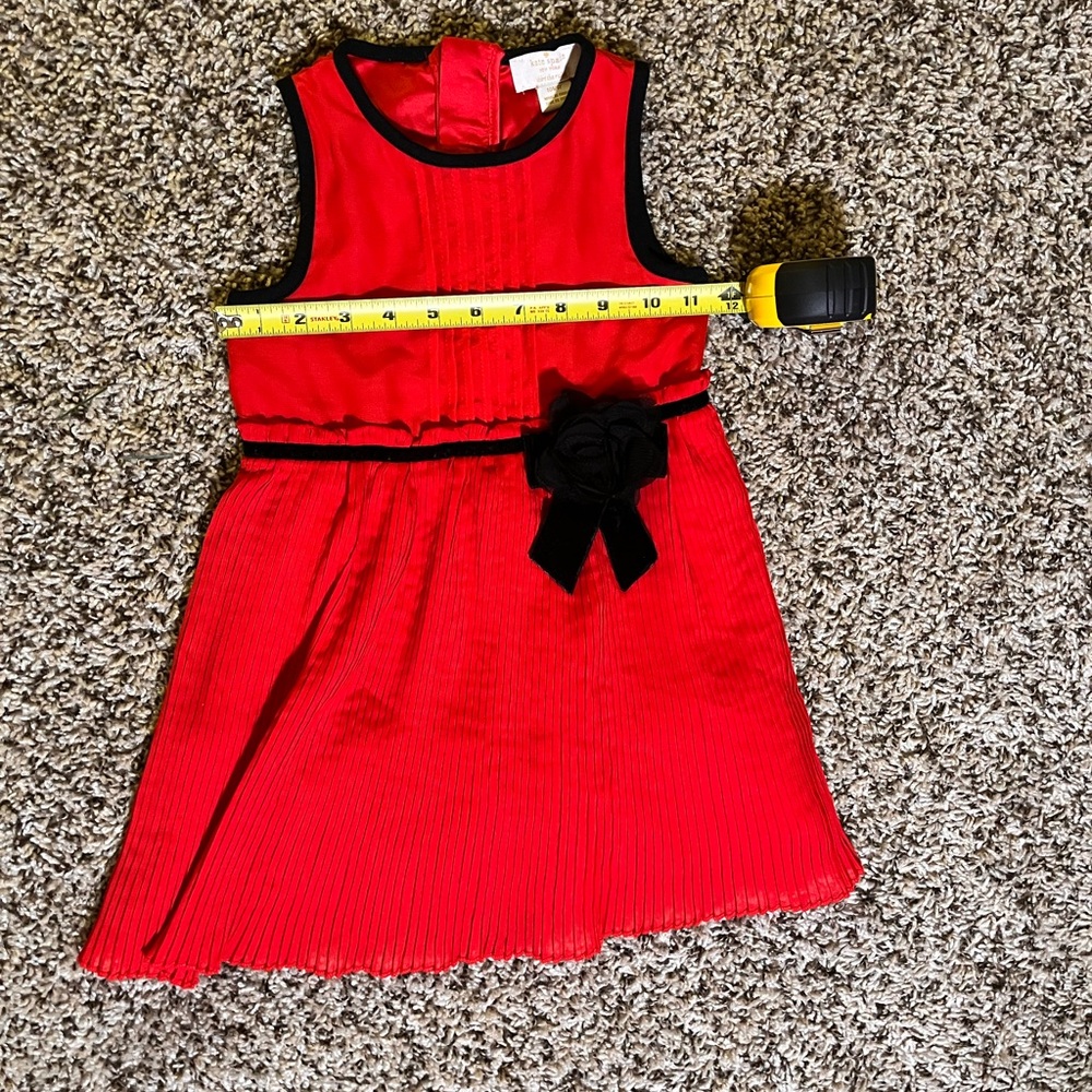 Kate Spade Girls Red Pleated Dress Black Bow Holiday Special‎ Occasion 4Y 104